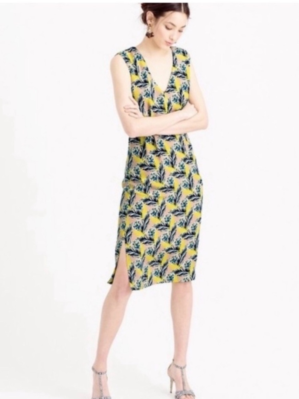 J. Crew 100% Silk Floral Dress 0